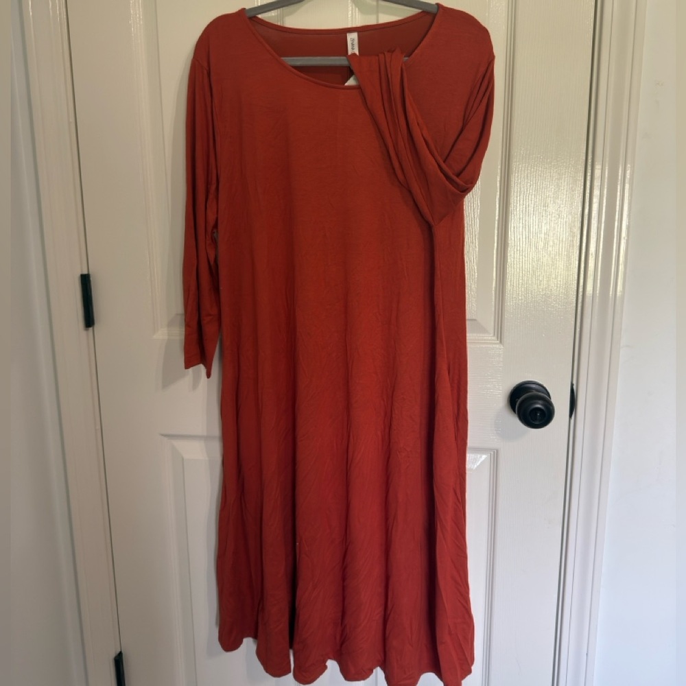 Zenana Outfitters Rust Orange Long Sleeve Maxi Dress